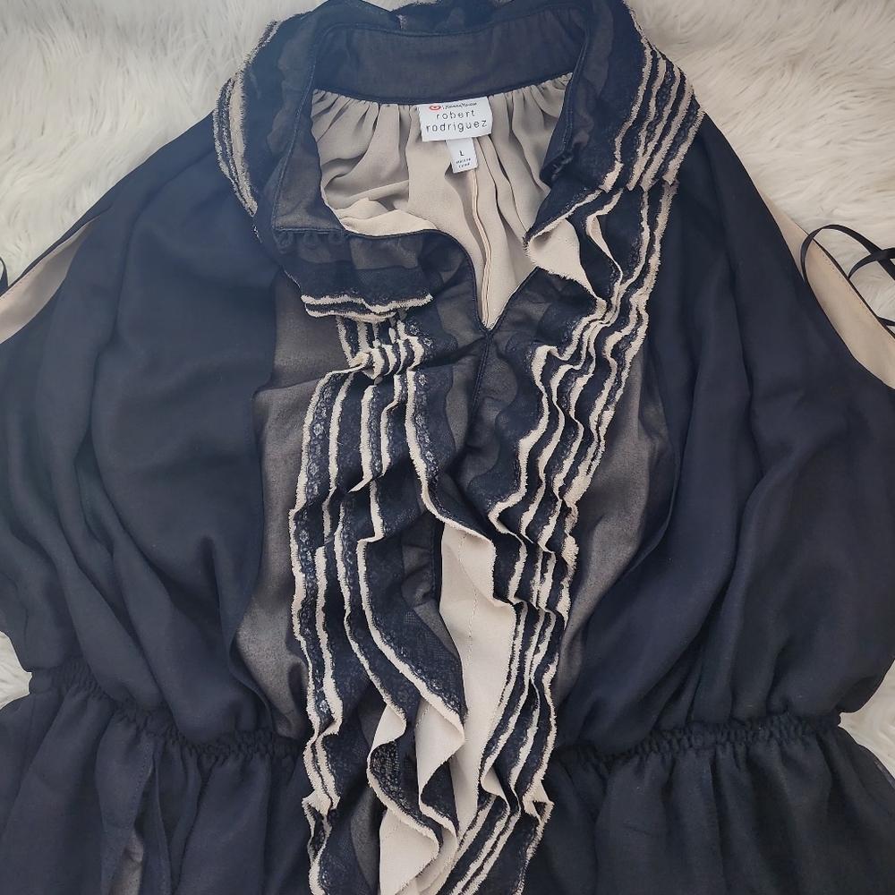Robert Rodriguez for NeimanMarcus + Target Black & Beige Sleeveless Peplum Large - Picture 4 of 16